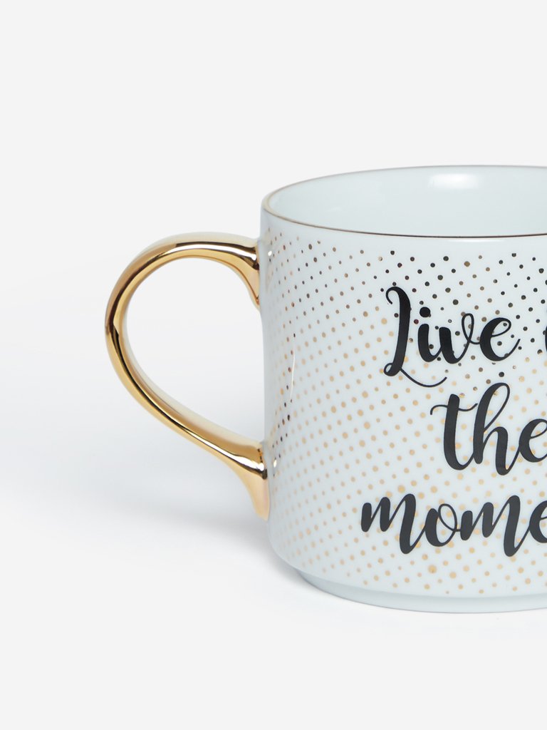 Westside Home White Text Patterned Tea Cup