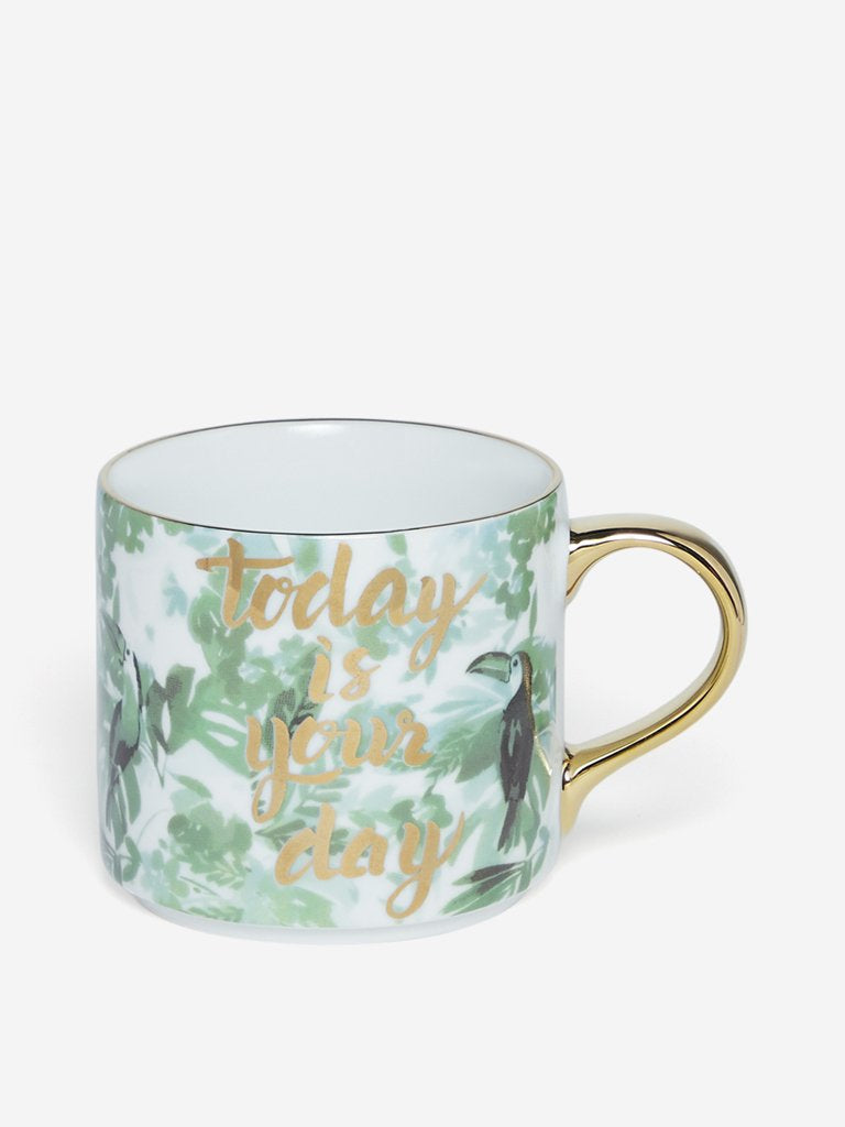Westside Home Green Tropical Print Tea Cup