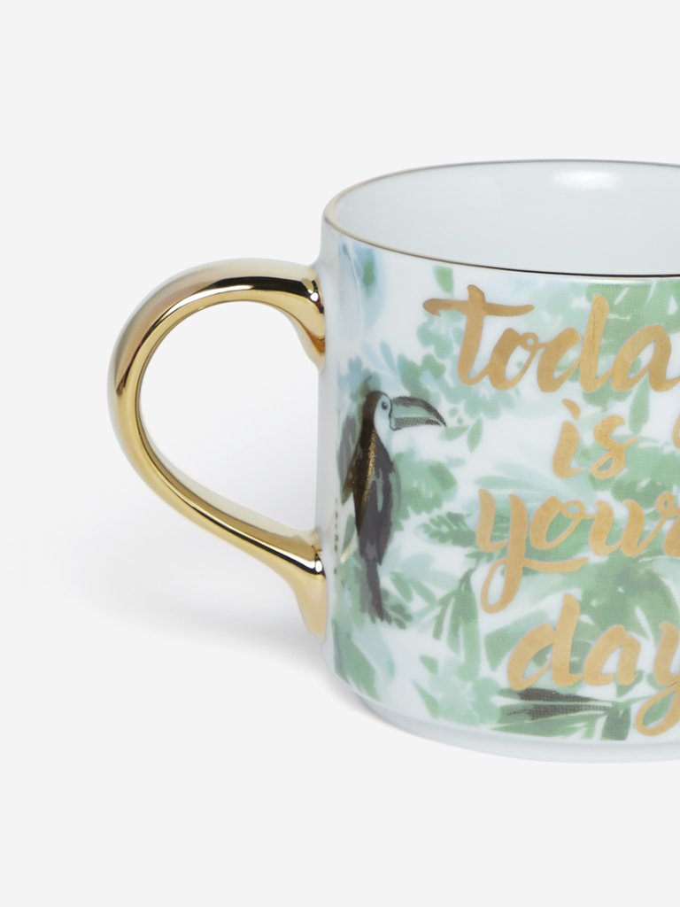 Westside Home Green Tropical Print Tea Cup