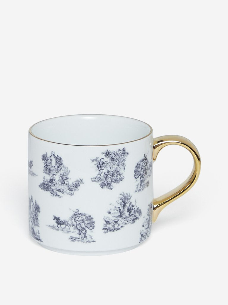 Westside Home White Vintage Patterned Tea Cup