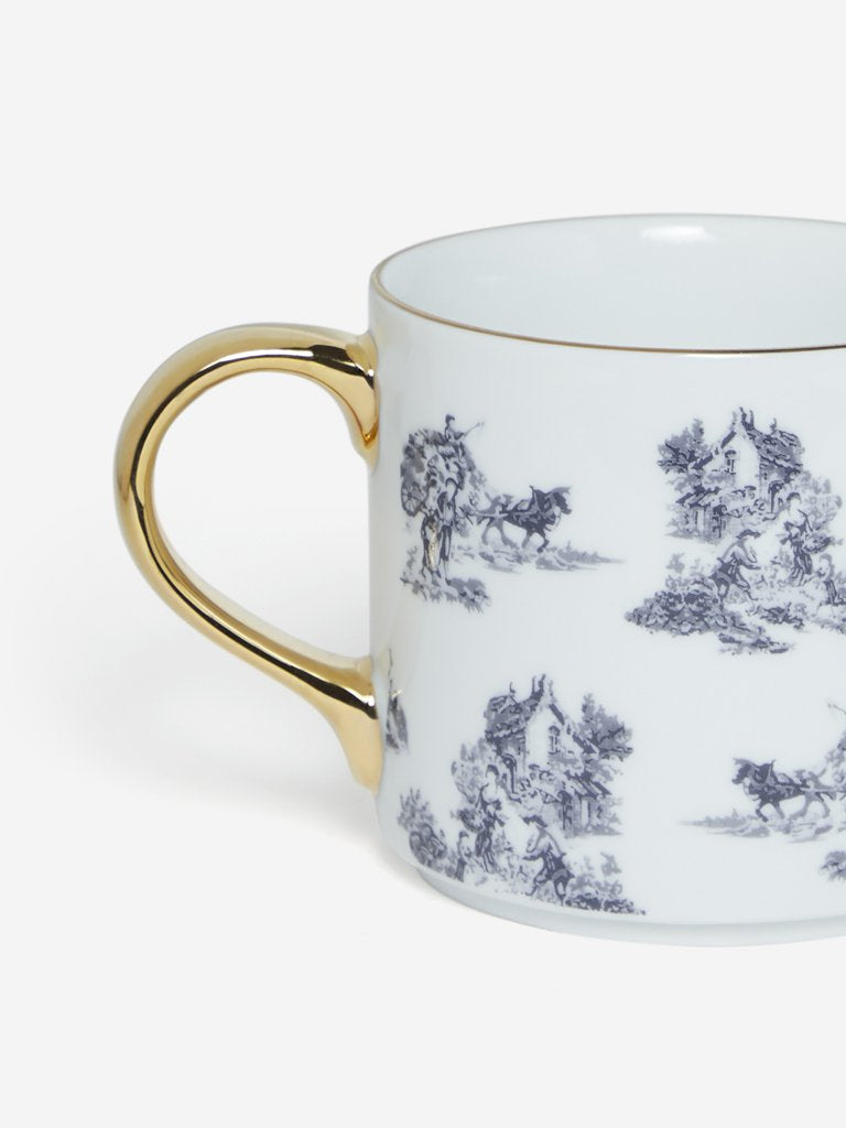 Westside Home White Vintage Patterned Tea Cup