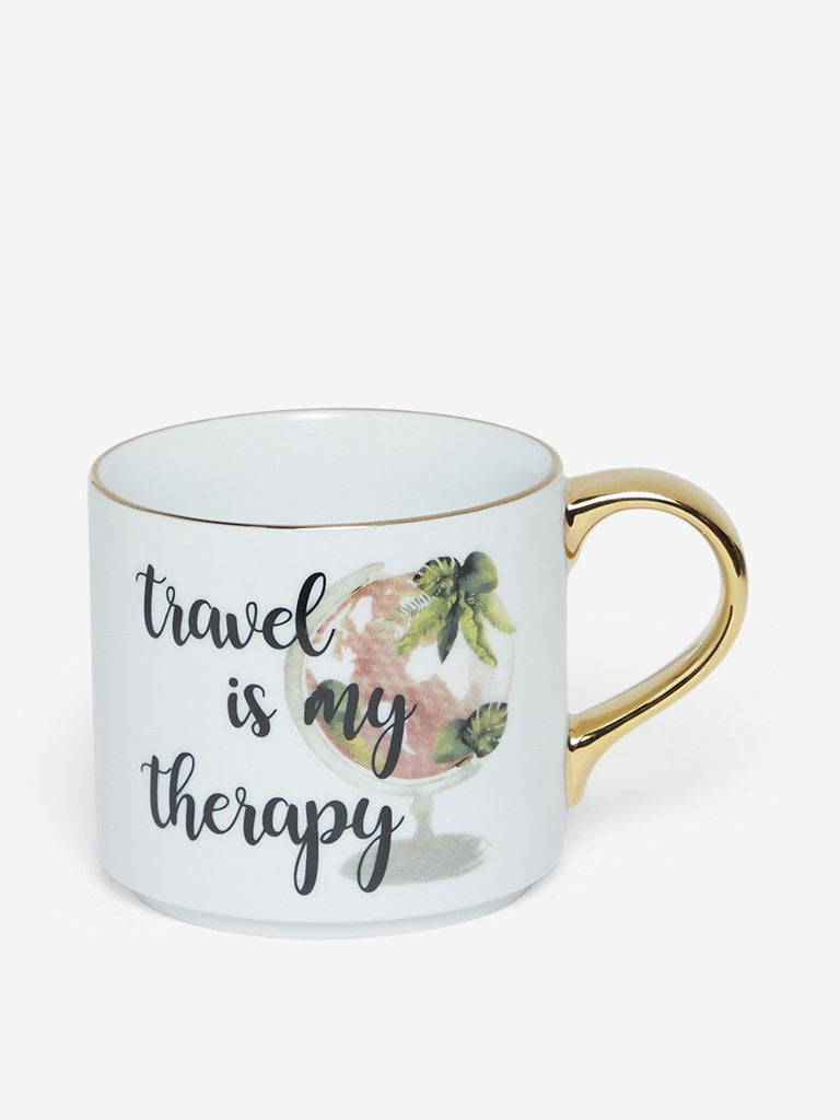 Westside Home White Globe Printed Tea Cup