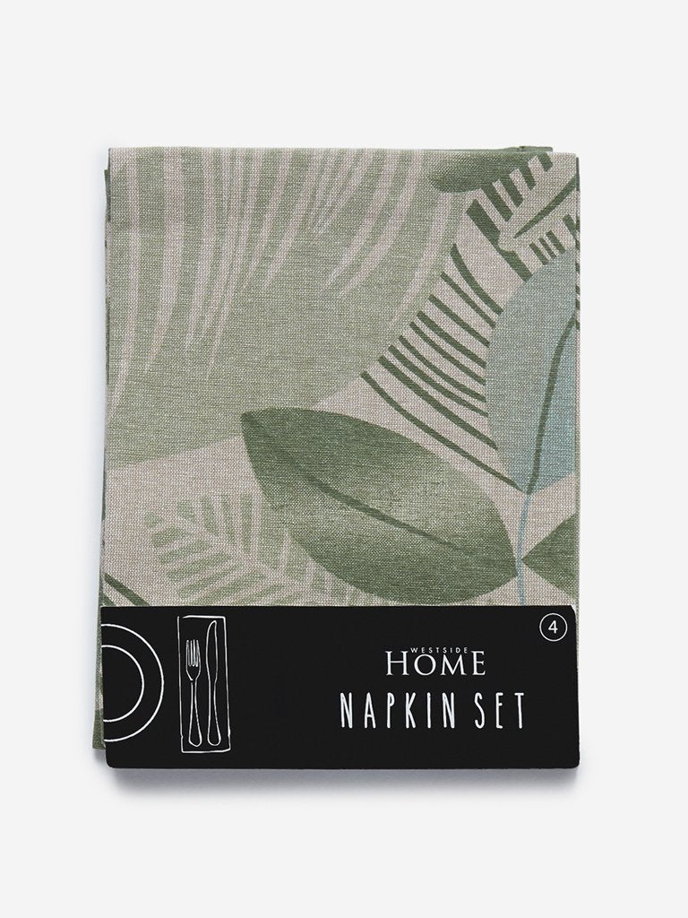 Westside Home Green Tropical Patterned Napkins Set of Four