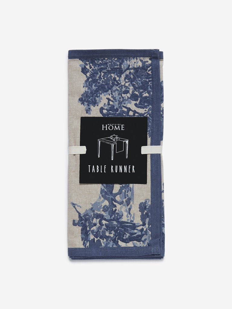 Westside Home Blue Floral Patterned Table Runner