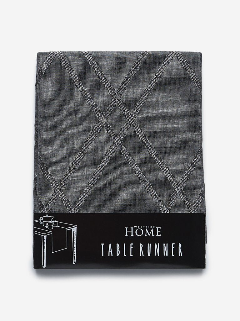 Westside Home Grey Diamond Print Table Runner