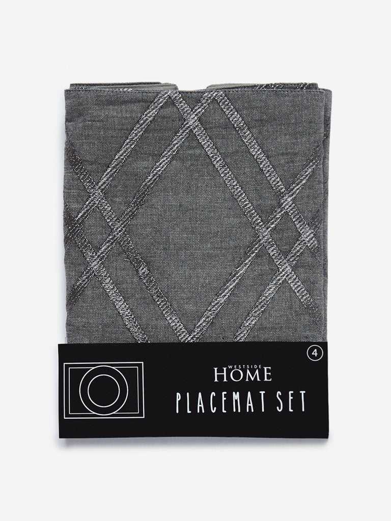 Westside Home Grey Diamond Print Placemats Set of Four