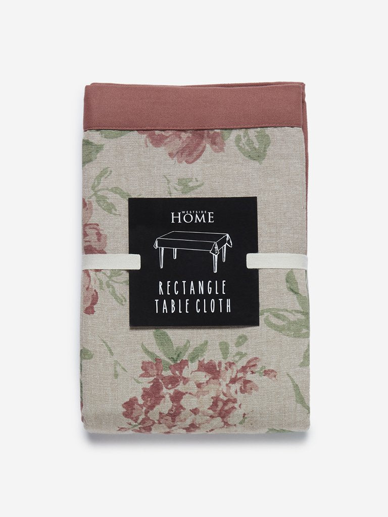 Westside Home Pink Floral Print Rectangular Table Cloth
