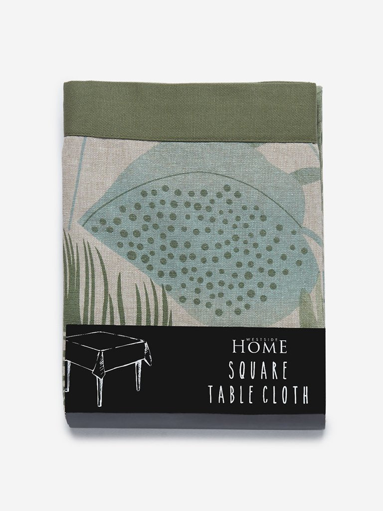 Westside Home Green Tropical Patterned Square Table Cloth