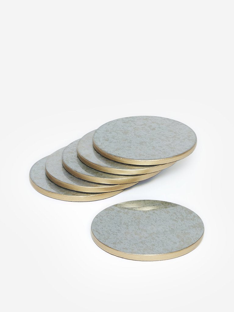 Westside Home Silver Abstract Print Coasters Set of Six