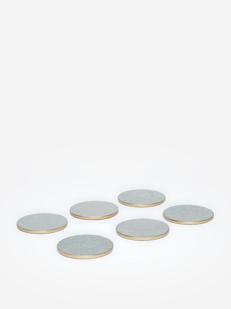 Westside Home Silver Abstract Print Coasters Set of Six