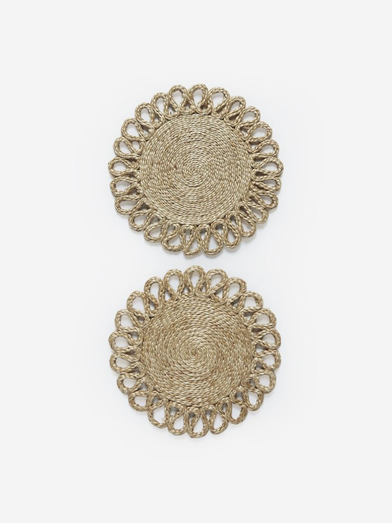 Westside Home Light Brown Woven Trivets Set of Two