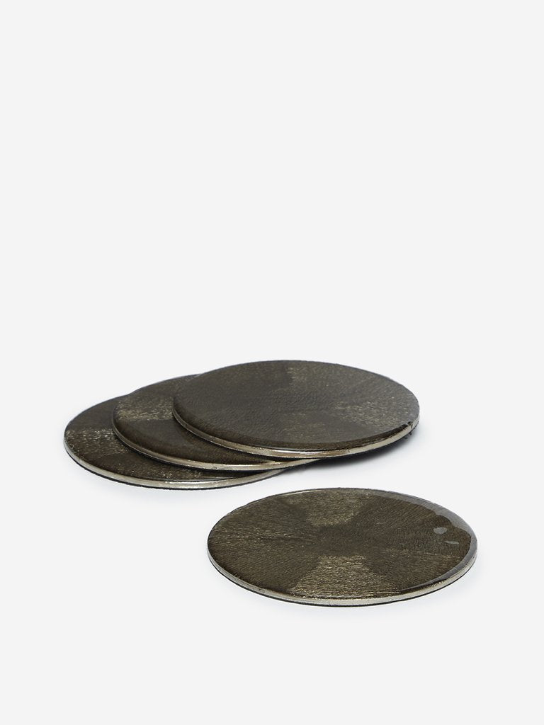 Westside Home Dull Gold Etched Coasters Set of Four