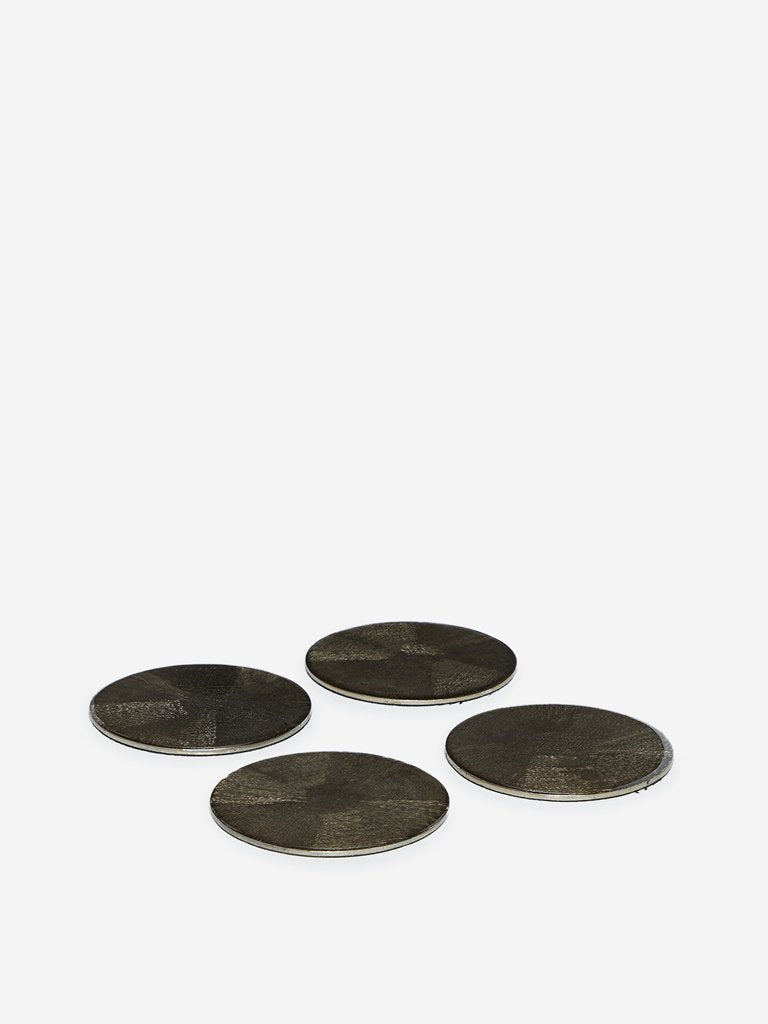 Westside Home Dull Gold Etched Coasters Set of Four