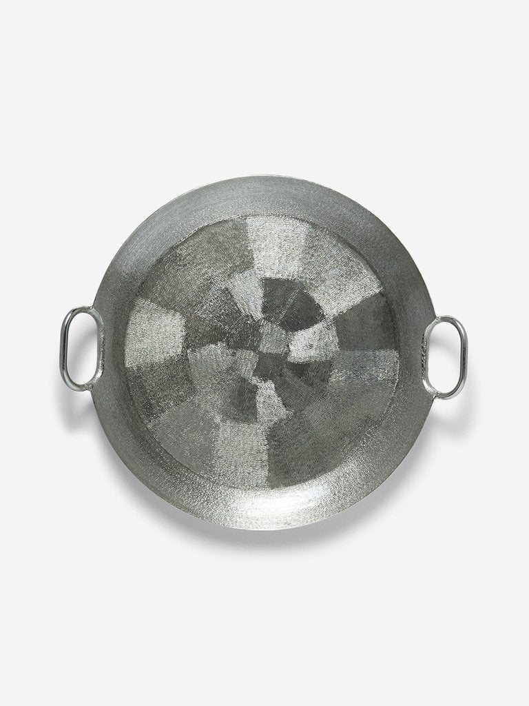 Westside Home Silver Textured Round Tray