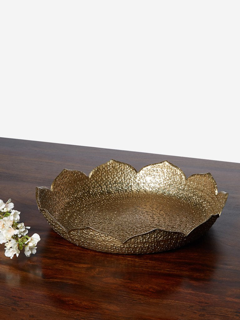 Westside Home Gold Textured Small Lotus Platter