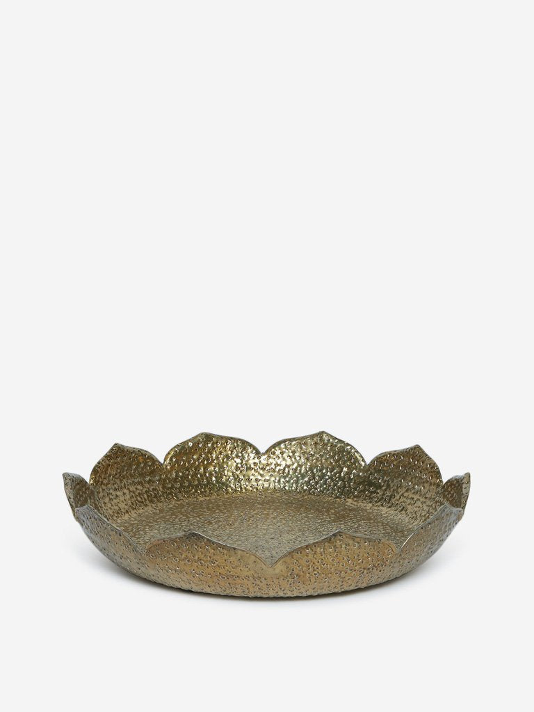 Westside Home Gold Textured Small Lotus Platter