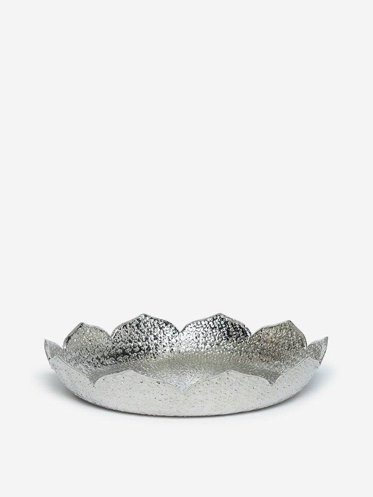 Westside Home Silver Hammered Large Lotus Platter