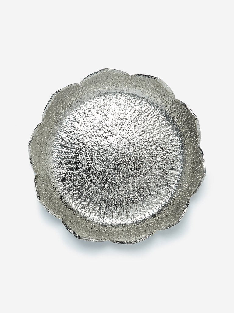 Westside Home Silver Hammered Large Lotus Platter