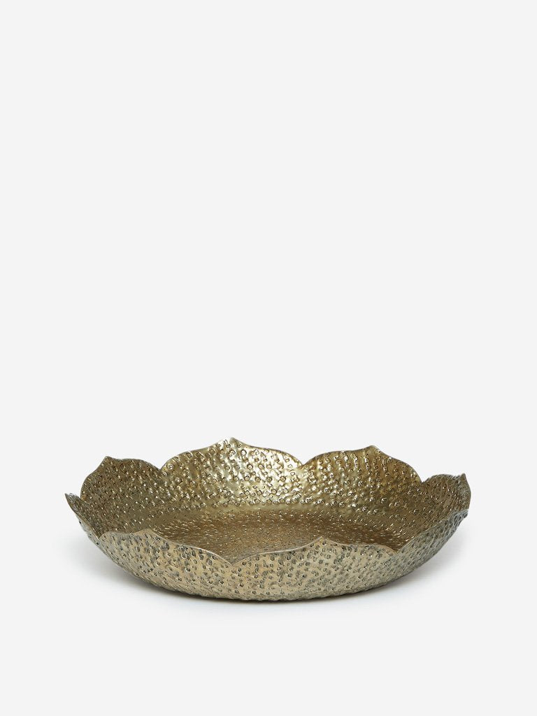 Westside Home Gold Textured Small Lotus Platter