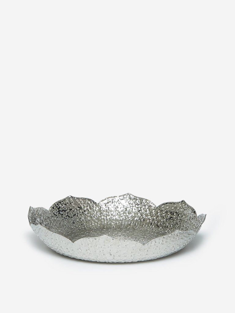 Westside Home Silver Textured Small Lotus Platter