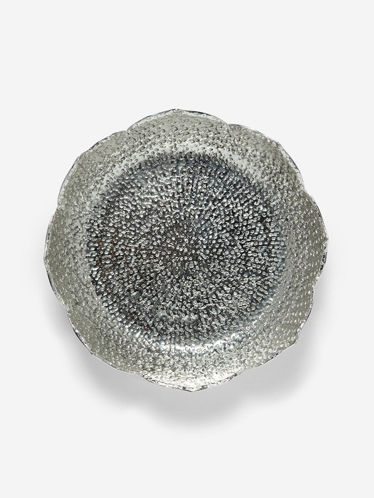 Westside Home Silver Textured Small Lotus Platter