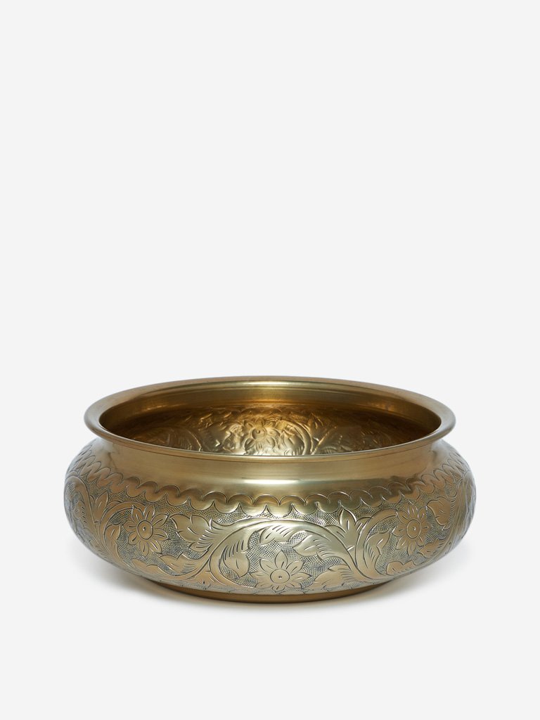 Westside Home Gold Large Etched Decorative Bowl