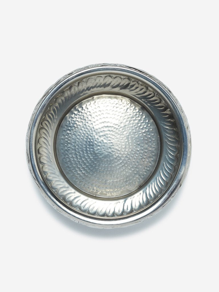 Westside Home Silver Large Etched Decorative Bowl