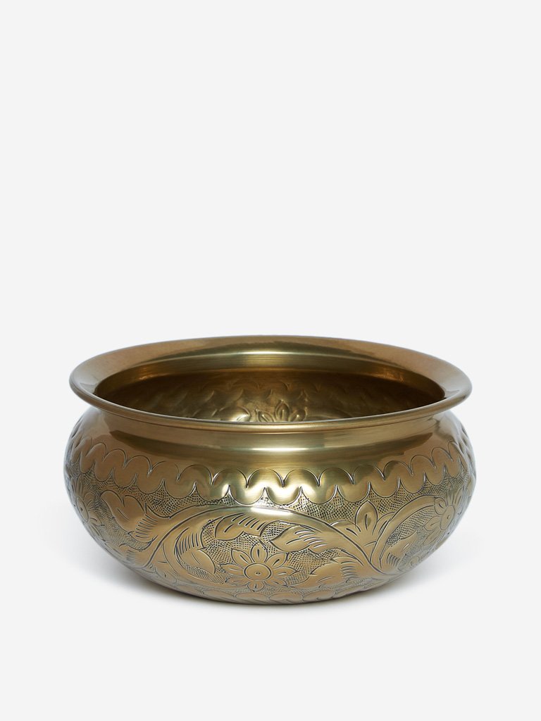 Westside Home Gold Small Etched Decorative Bowl