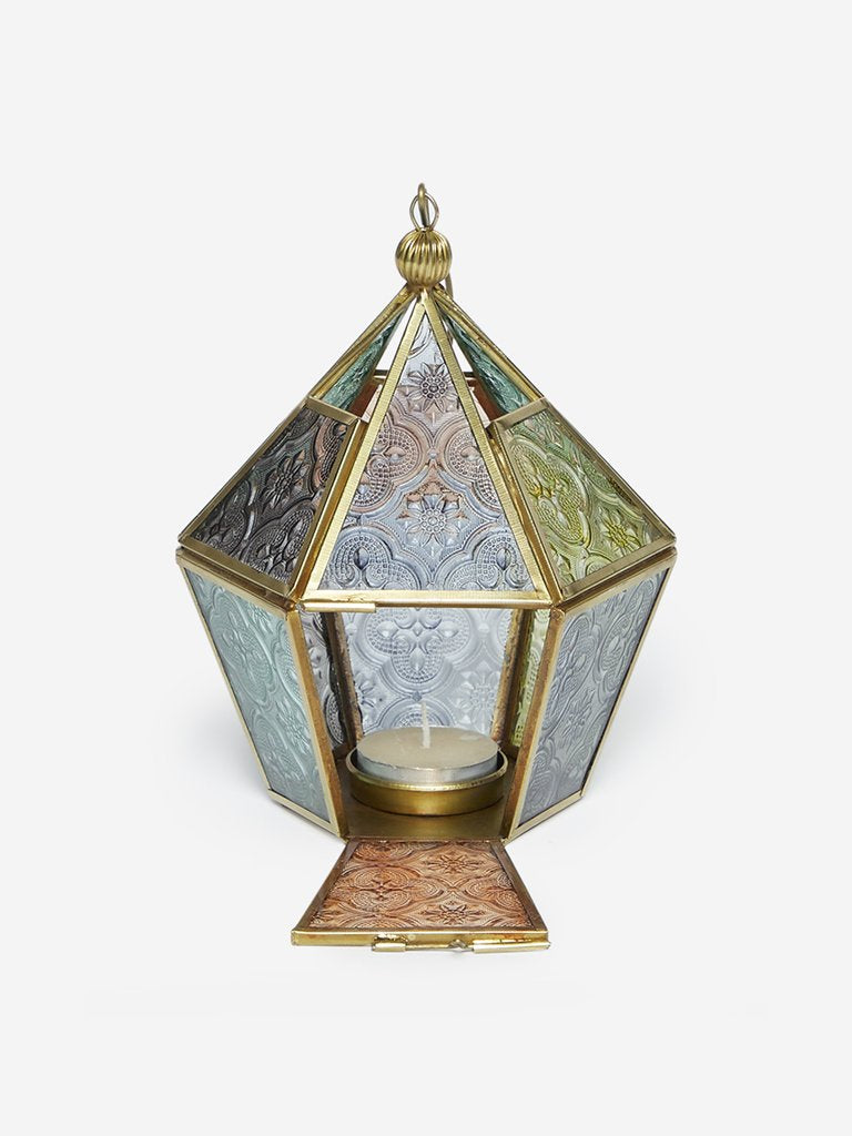 Westside Home Multicolour Hexagonal Lantern Candle Holder