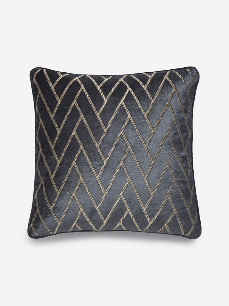 Westside Home Grey Chevron Print Velvet Cushion Cover