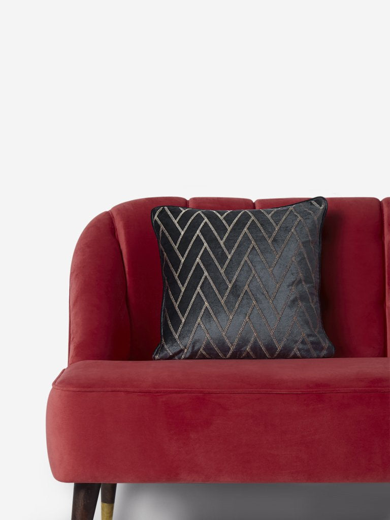 Westside Home Grey Chevron Print Velvet Cushion Cover