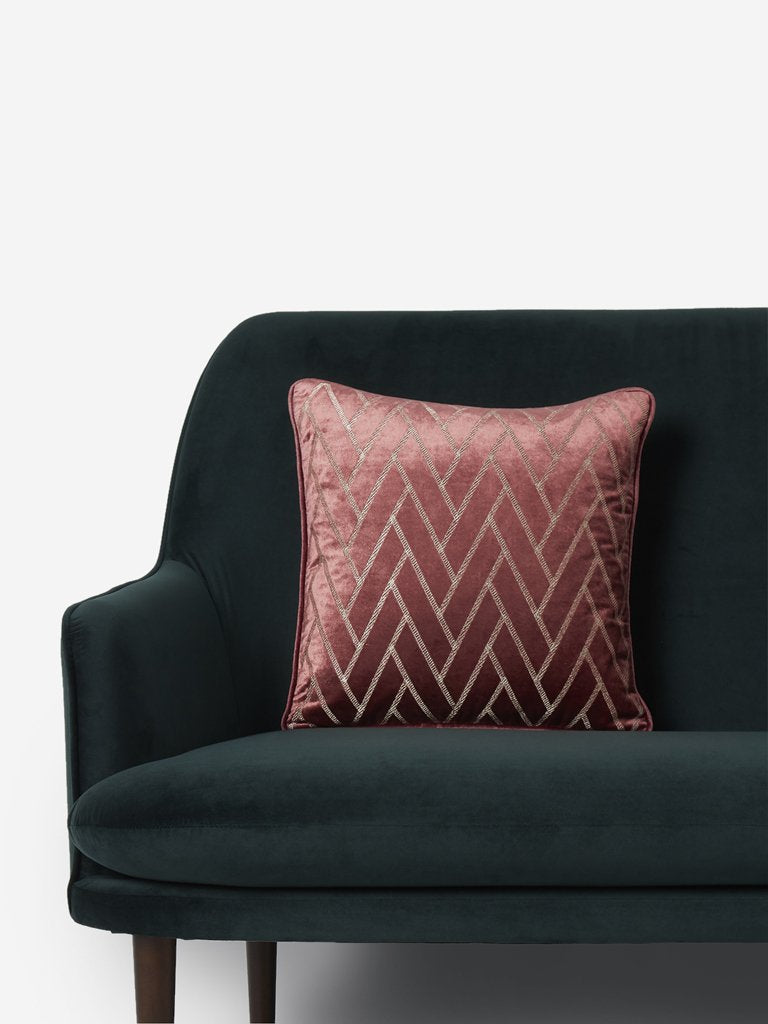 Westside Home Rust Chevron Print Velvet Cushion Cover