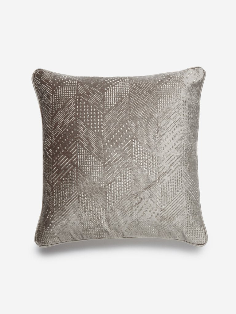 Westside Home Light Grey Chevron Embroidery Cushion Cover