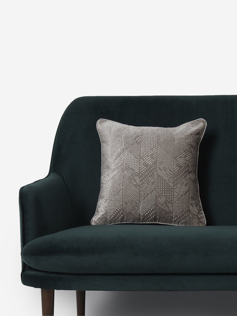 Westside Home Light Grey Chevron Embroidery Cushion Cover