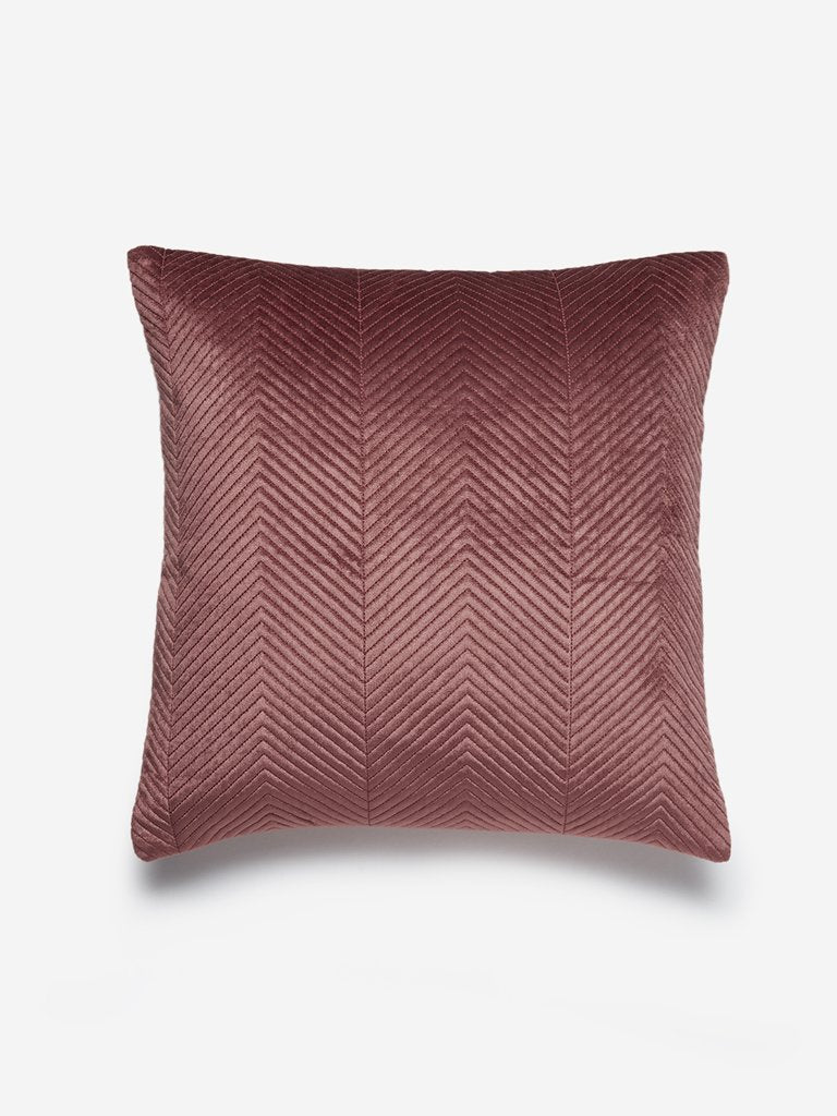 Westside Home Rust Chevron Print Velvet Cushion Cover