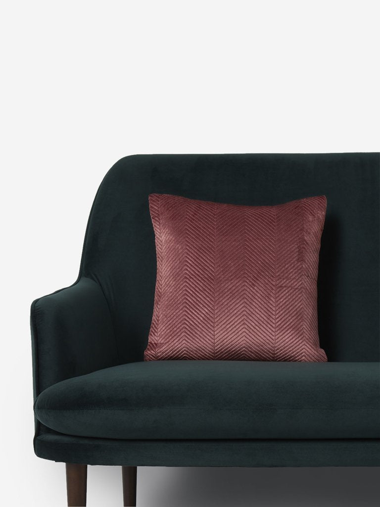 Westside Home Rust Chevron Print Velvet Cushion Cover