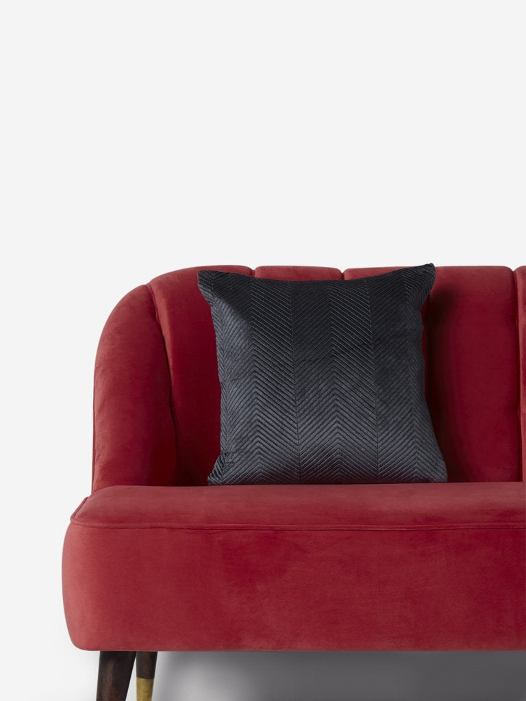 Westside Home Grey Chevron Print Velvet Cushion Cover