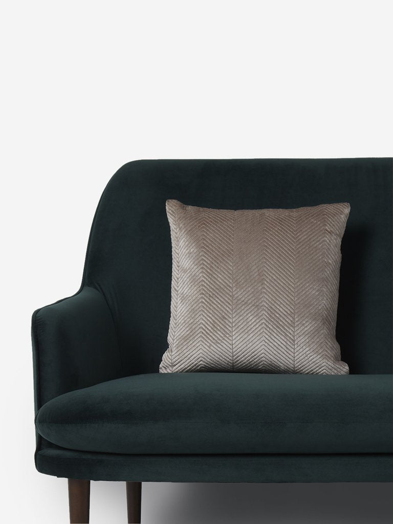 Westside Home Beige Chevron Print Velvet Cushion Cover