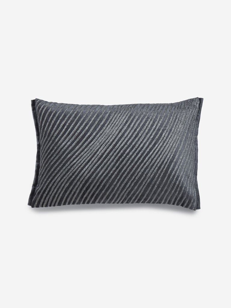 Westside Home Charcoal Stripe Patterned Cushion Cover