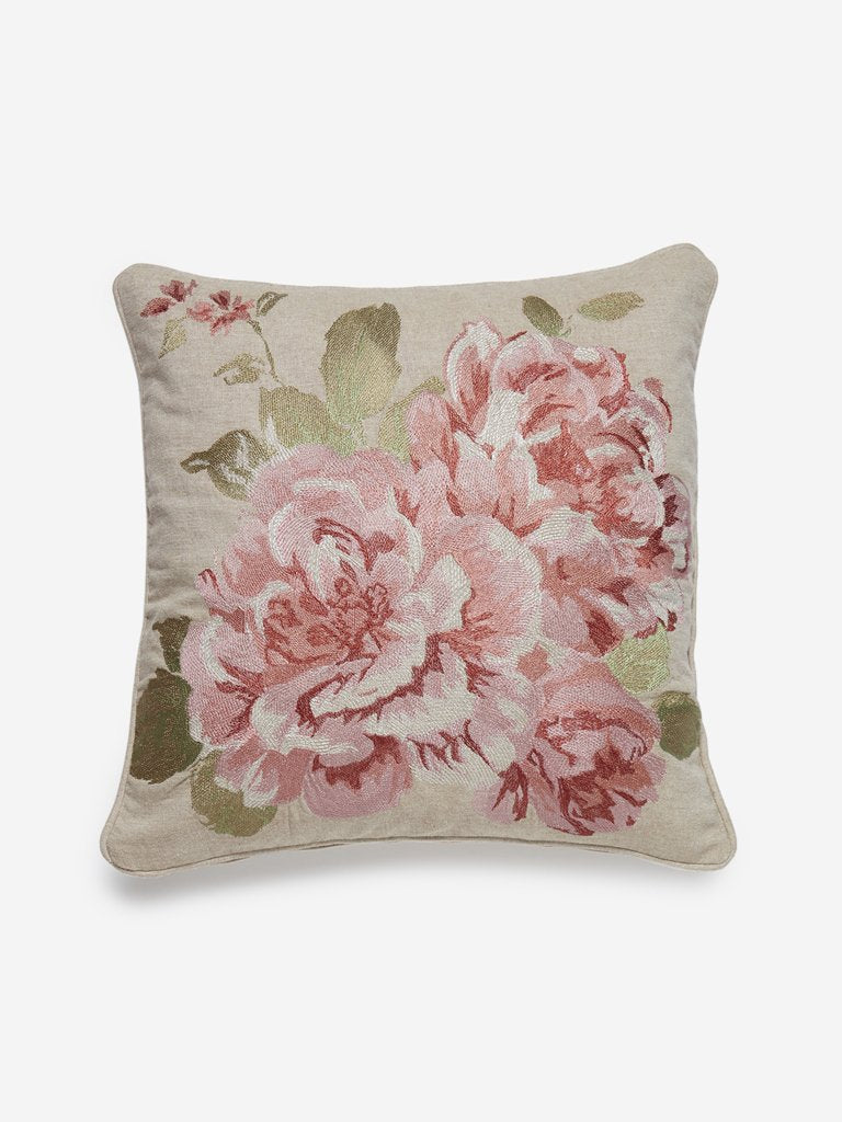 Westside Home Pink Floral Printed Cushion Cover