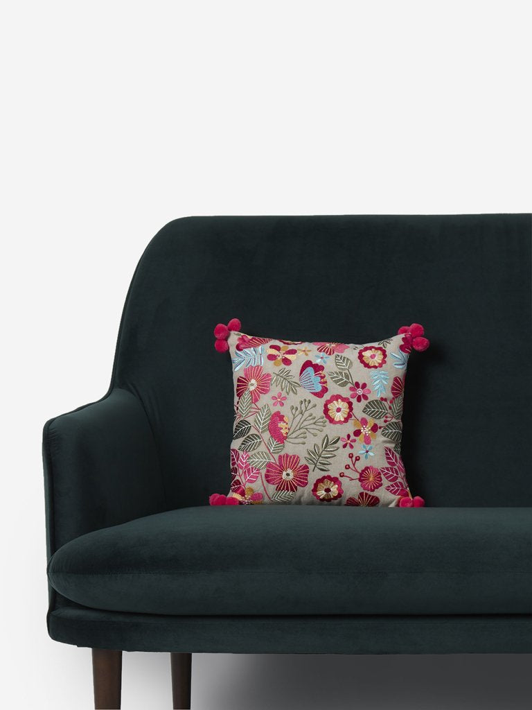 Westside Home Multicolour Floral Embroidered Cushion Cover
