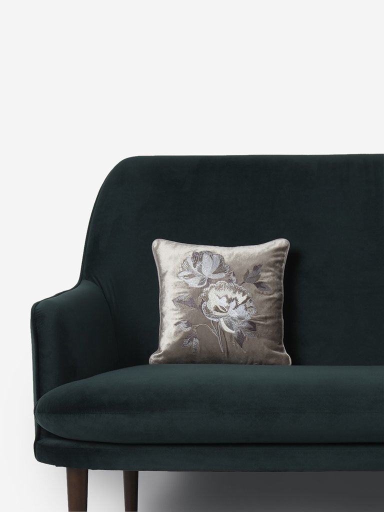 Westside Home Taupe Rose Embroidery Small Cushion Cover