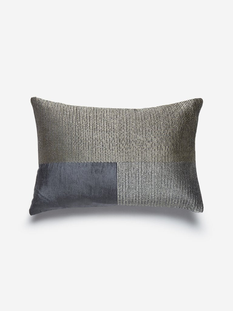 Westside Home Dark Grey Woven Rectangular Cushion Cover