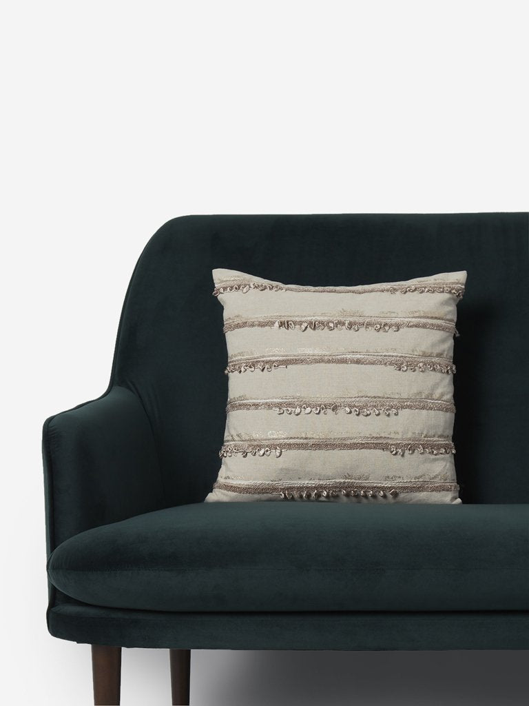 Westside Home Beige Embroidered Cushion Cover