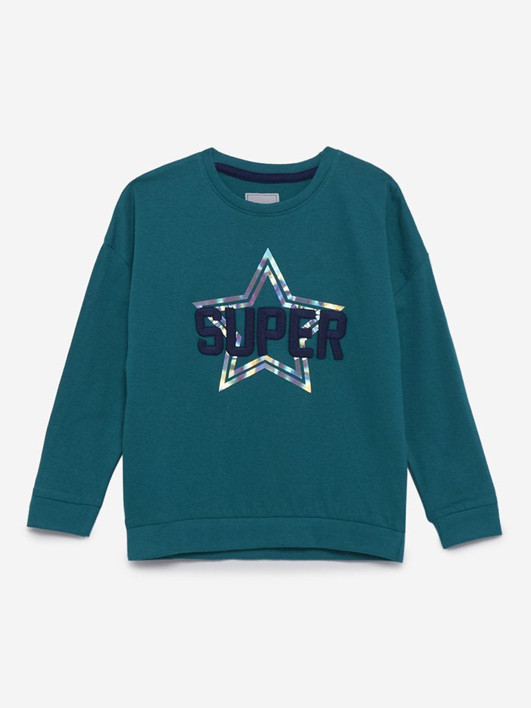 HOP Kids Teal Star Pattern Sweatshirt