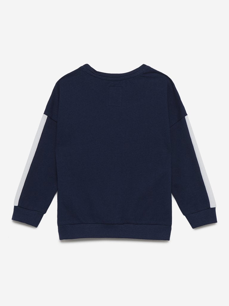 HOP Kids Indigo Text Print Sweatshirt