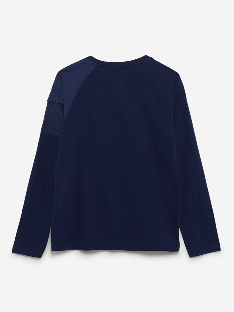 Y&F Kids Indigo Typographic Print T-Shirt