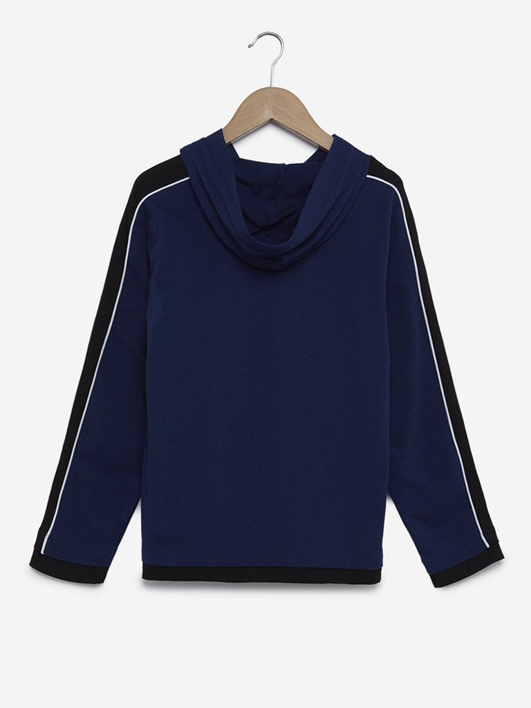 Y&F Kids Navy Striped Hooded Sweatshirt