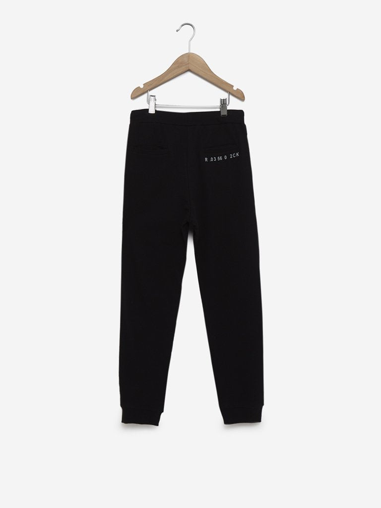 Y&F Kids Black Text Pattern Joggers