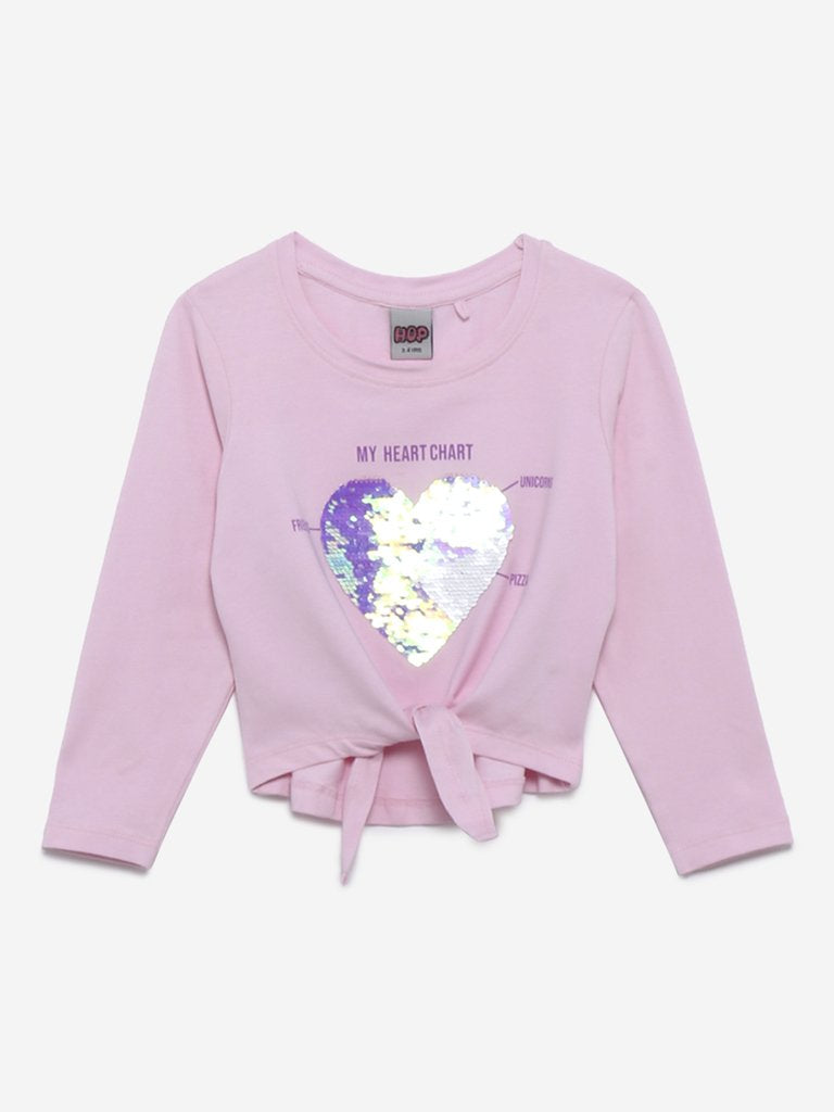 HOP Kids Pink Sequinned T-Shirt